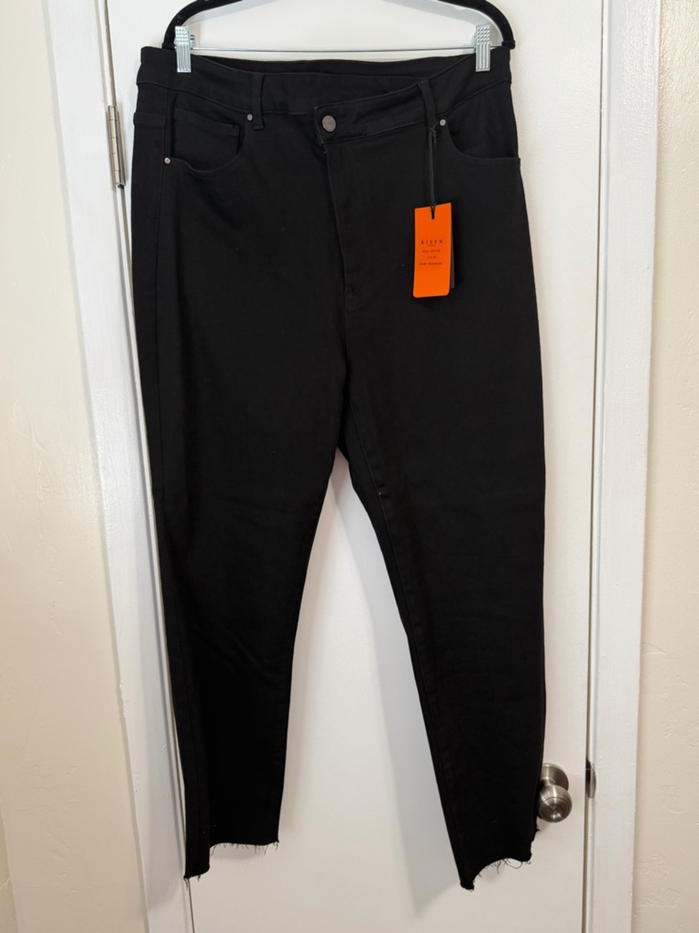 Risen High Rise Crossover Loose Ankle Skinny Jeans